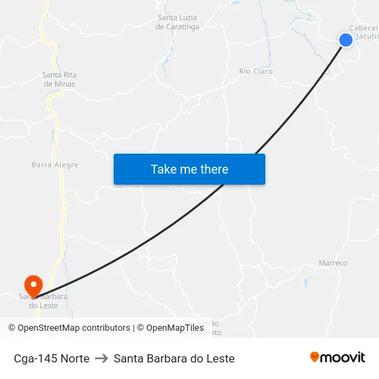 Cga-145 Norte to Santa Barbara do Leste map