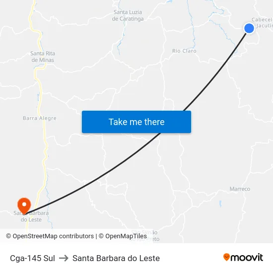 Cga-145 Sul to Santa Barbara do Leste map