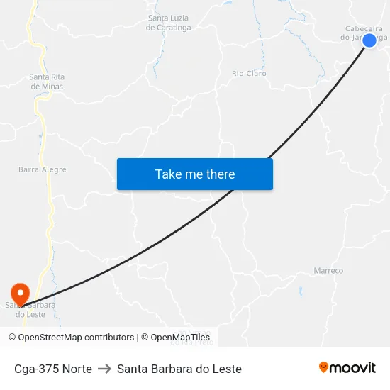 Cga-375 Norte to Santa Barbara do Leste map