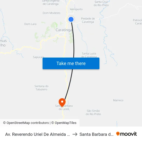 Av. Reverendo Uriel De Almeida Leitão, 1501 to Santa Barbara do Leste map