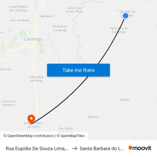 Rua Eupídio De Souza Lima, 100 to Santa Barbara do Leste map