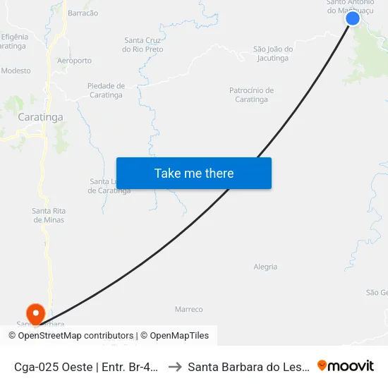Cga-025 Oeste | Entr. Br-474 to Santa Barbara do Leste map