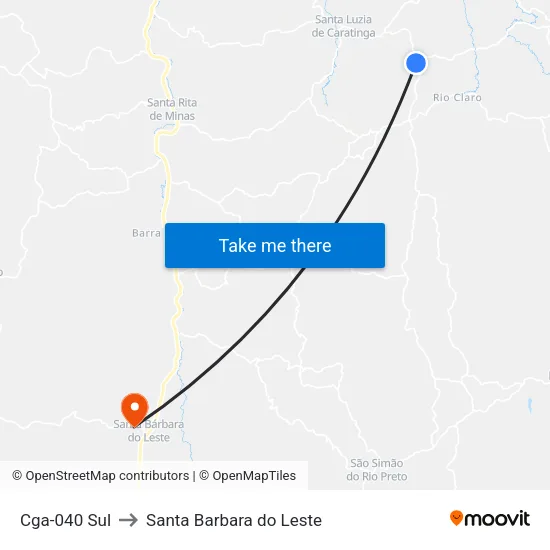 Cga-040 Sul to Santa Barbara do Leste map