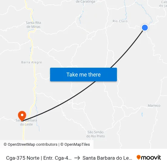 Cga-375 Norte | Entr. Cga-488 to Santa Barbara do Leste map