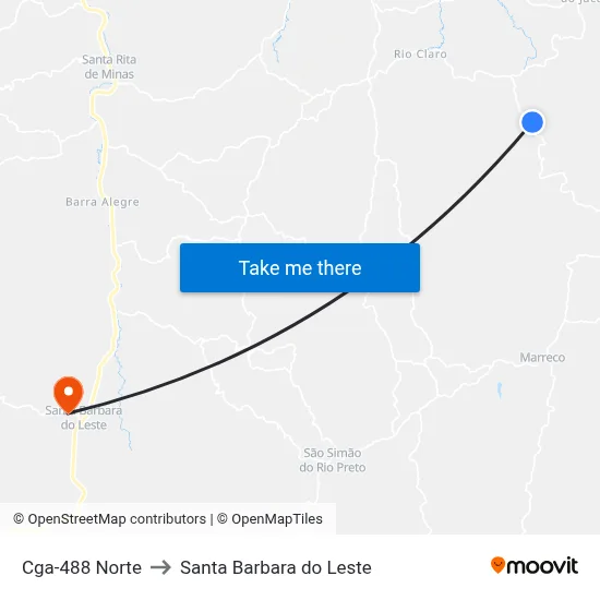 Cga-488 Norte to Santa Barbara do Leste map