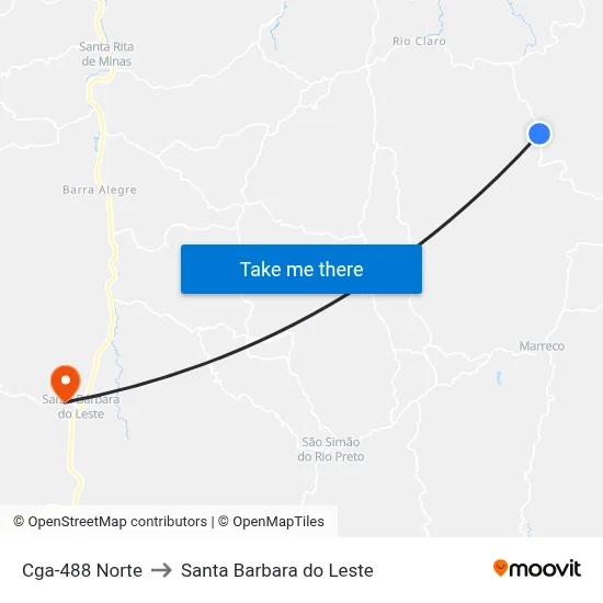 Cga-488 Norte to Santa Barbara do Leste map