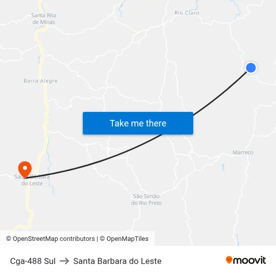 Cga-488 Sul to Santa Barbara do Leste map