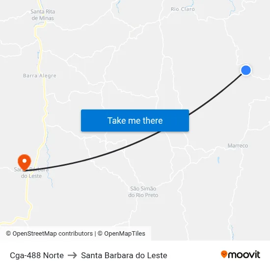 Cga-488 Norte to Santa Barbara do Leste map