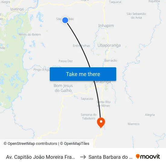 Av. Capitão João Moreira Franco, 965 to Santa Barbara do Leste map