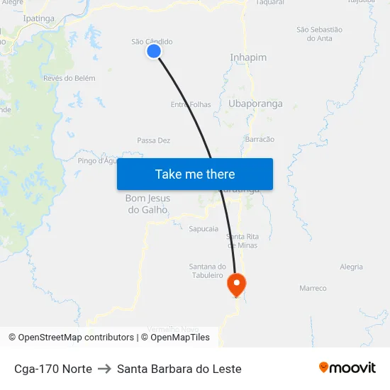 Cga-170 Norte to Santa Barbara do Leste map