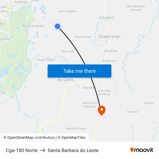 Cga-180 Norte to Santa Barbara do Leste map