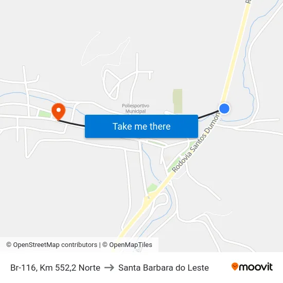 Br-116, Km 552,2 Norte to Santa Barbara do Leste map