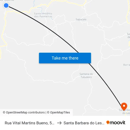 Rua Vital Martins Bueno, 539 to Santa Barbara do Leste map