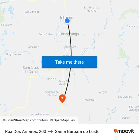 Rua Dos Amaros, 200 to Santa Barbara do Leste map
