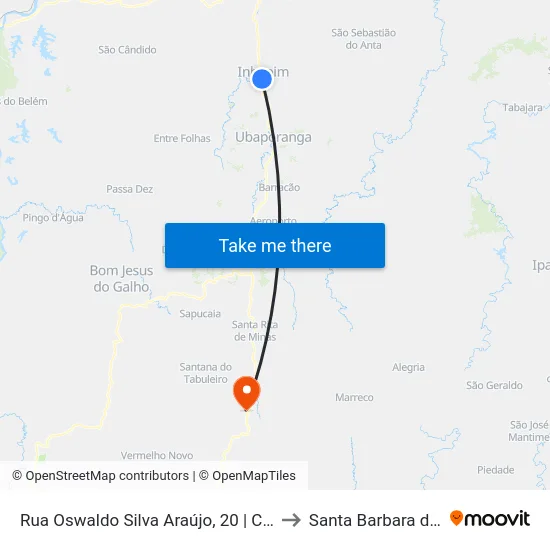 Rua Oswaldo Silva Araújo, 20 | Casa Lotérica to Santa Barbara do Leste map