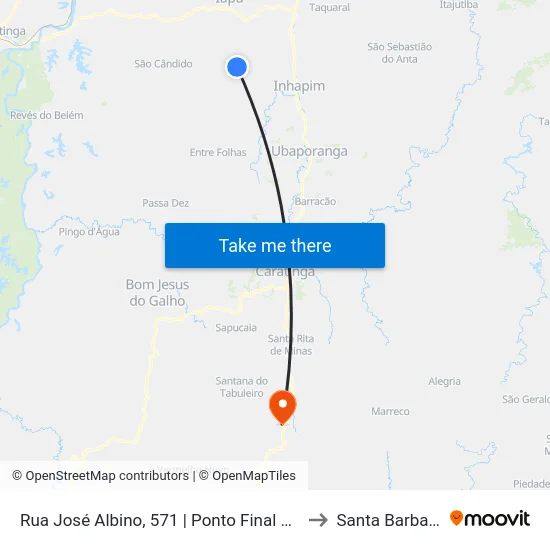 Rua José Albino, 571 | Ponto Final De Santo Antônio Do Alegre to Santa Barbara do Leste map