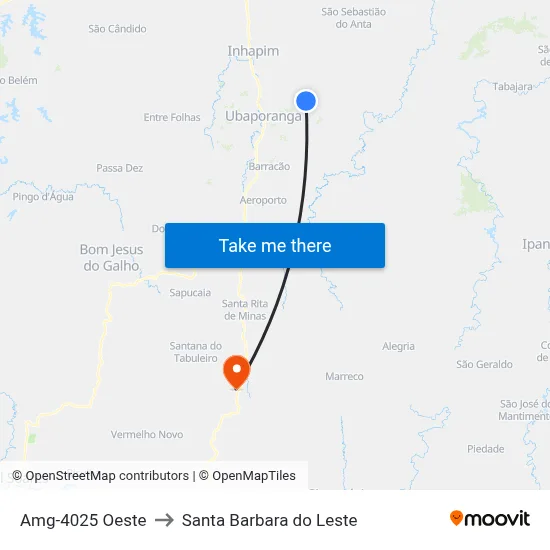 Amg-4025 Oeste to Santa Barbara do Leste map