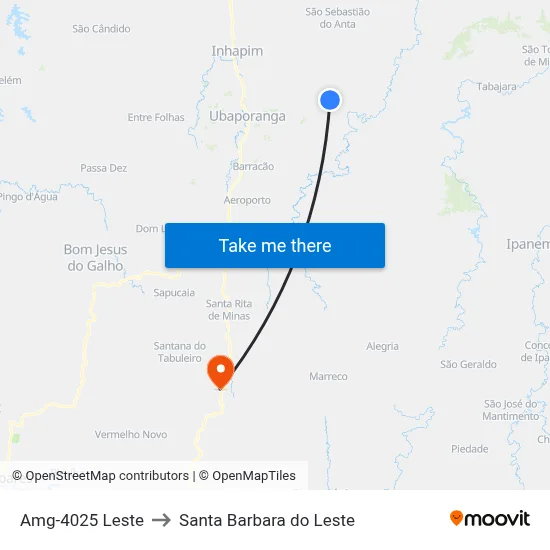 Amg-4025 Leste to Santa Barbara do Leste map