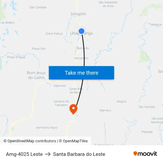 Amg-4025 Leste to Santa Barbara do Leste map