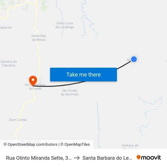 Rua Olinto Miranda Sette, 300 to Santa Barbara do Leste map