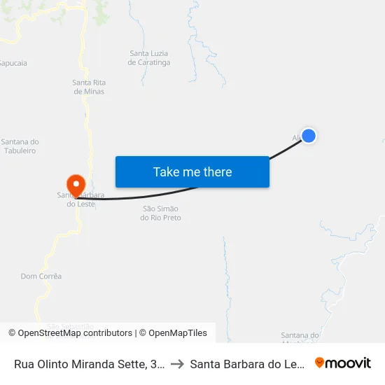 Rua Olinto Miranda Sette, 301 to Santa Barbara do Leste map