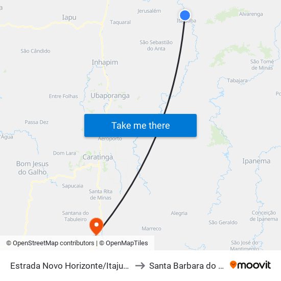 Estrada Novo Horizonte/Itajutiba, Sul to Santa Barbara do Leste map