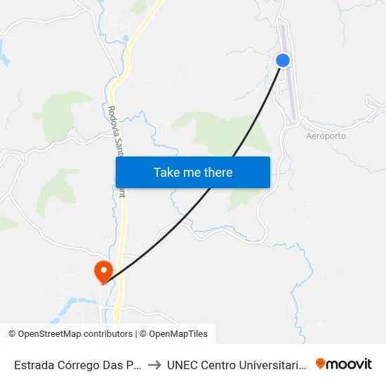 Estrada Córrego Das Palmeiras, Sul to UNEC Centro Universitario de Caratinga map