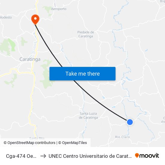 Cga-474 Oeste to UNEC Centro Universitario de Caratinga map