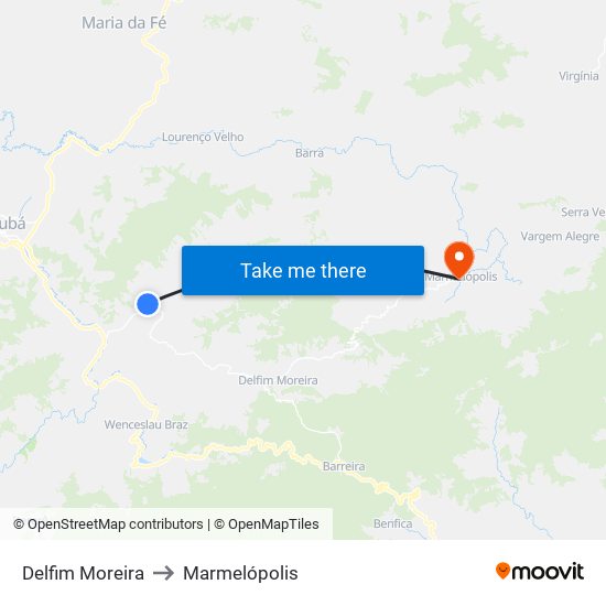 Delfim Moreira to Marmelópolis map