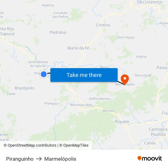 Piranguinho to Marmelópolis map