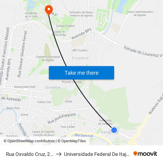 Rua Osvaldo Cruz, 257 to Universidade Federal De Itajubá map