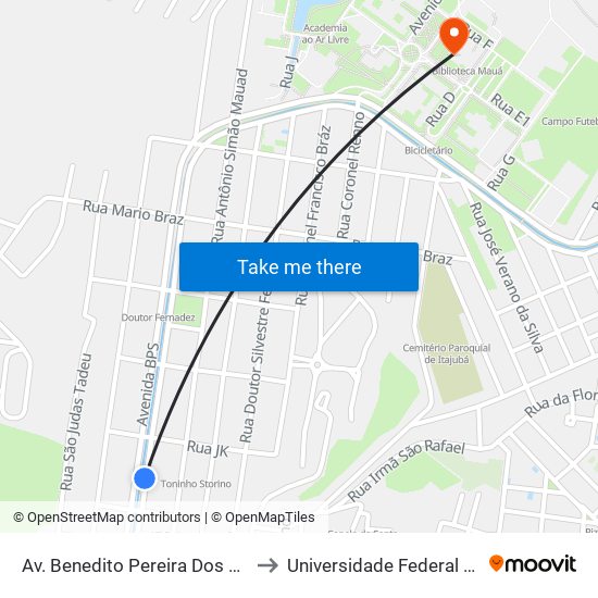 Av. Benedito Pereira Dos Santos, 356 to Universidade Federal De Itajubá map