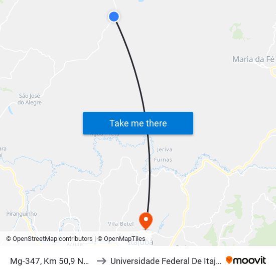 Mg-347, Km 50,9 Norte to Universidade Federal De Itajubá map