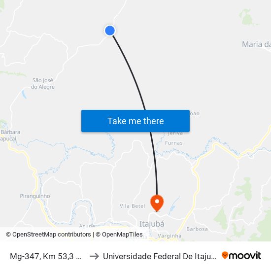 Mg-347, Km 53,3 Sul to Universidade Federal De Itajubá map