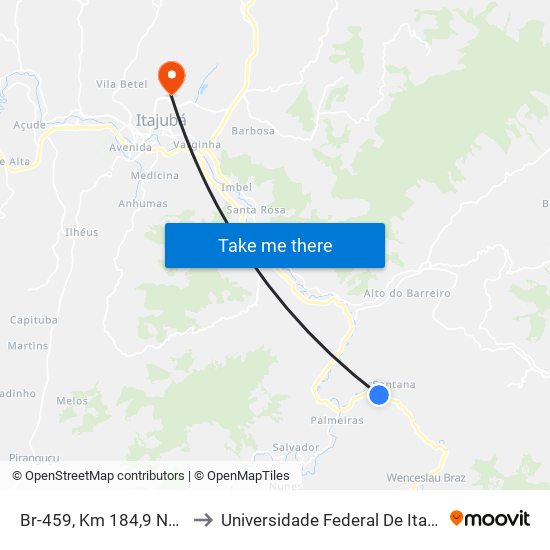 Br-459, Km 184,9 Norte to Universidade Federal De Itajubá map