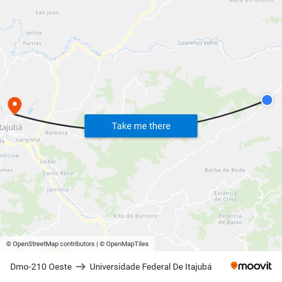 Dmo-210 Oeste to Universidade Federal De Itajubá map