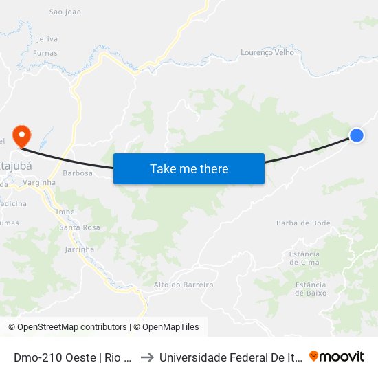 Dmo-210 Oeste | Rio Claro to Universidade Federal De Itajubá map