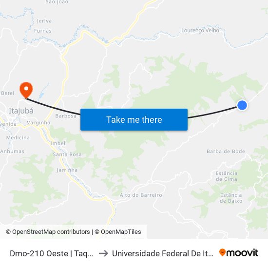 Dmo-210 Oeste | Taquaral to Universidade Federal De Itajubá map