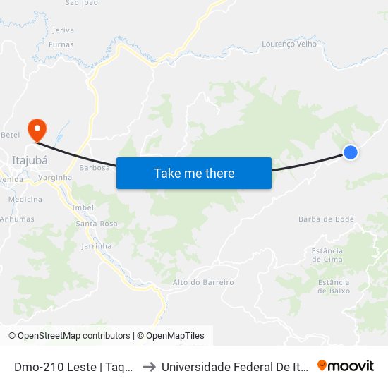 Dmo-210 Leste | Taquaral to Universidade Federal De Itajubá map