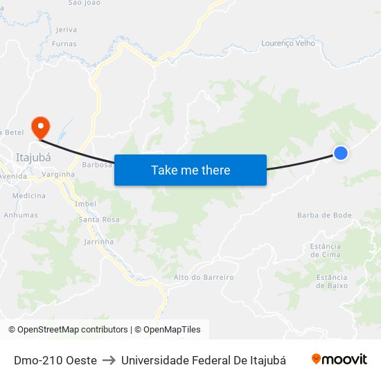 Dmo-210 Oeste to Universidade Federal De Itajubá map