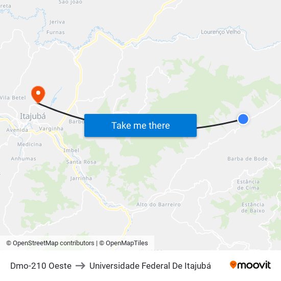 Dmo-210 Oeste to Universidade Federal De Itajubá map