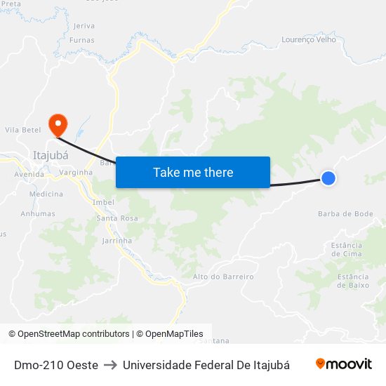 Dmo-210 Oeste to Universidade Federal De Itajubá map