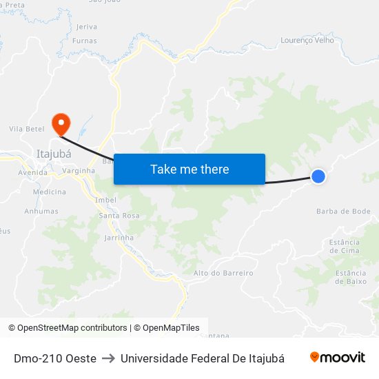 Dmo-210 Oeste to Universidade Federal De Itajubá map