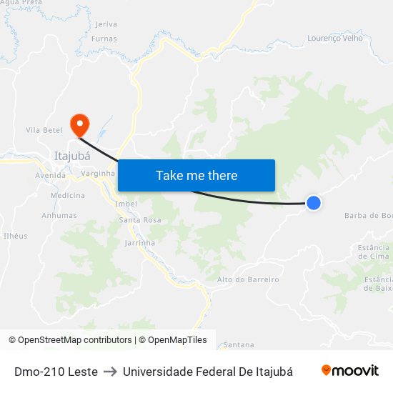 Dmo-210 Leste to Universidade Federal De Itajubá map