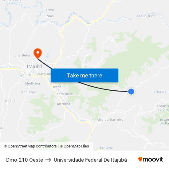 Dmo-210 Oeste to Universidade Federal De Itajubá map