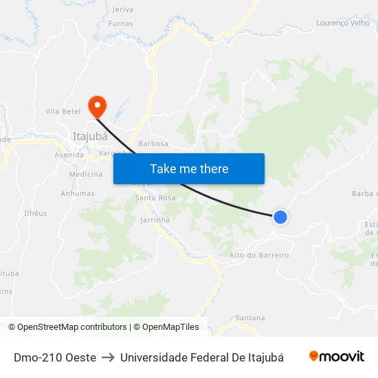 Dmo-210 Oeste to Universidade Federal De Itajubá map