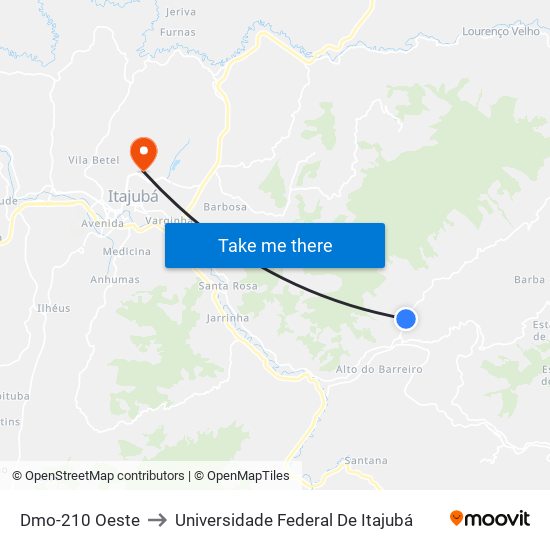 Dmo-210 Oeste to Universidade Federal De Itajubá map