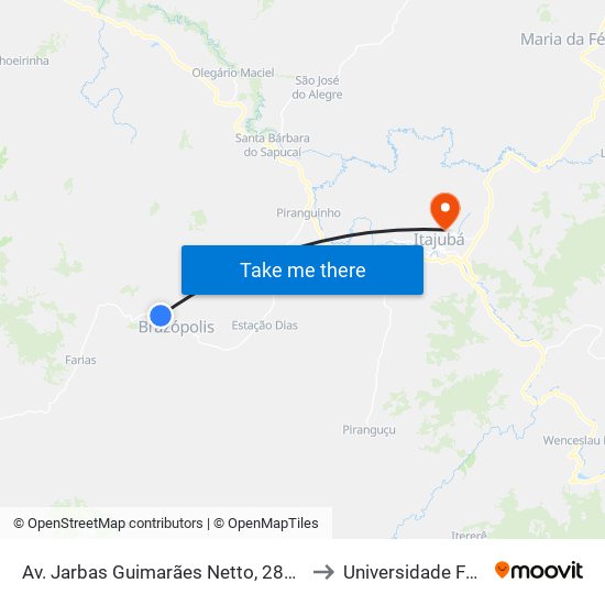 Av. Jarbas Guimarães Netto, 2800 | São Gabriel Fazenda Hotel to Universidade Federal De Itajubá map