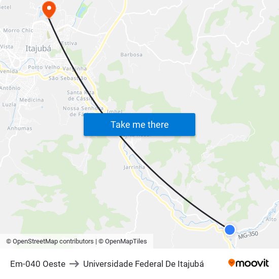 Em-040 Oeste to Universidade Federal De Itajubá map