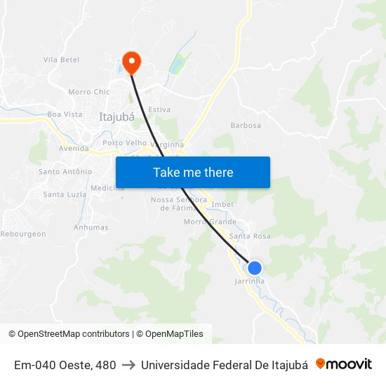 Em-040 Oeste, 480 to Universidade Federal De Itajubá map